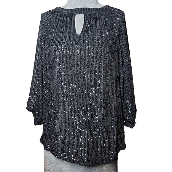 Vince Camuto Black Sequin Blouse Size XS - Picture 1 of 4